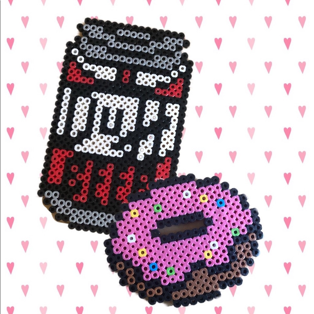 Duff Beer & Pink frosted donut perlers